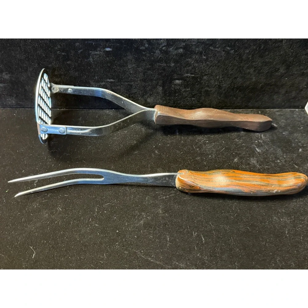 Vintage Cutco Kitchen Tools Set: Potato Masher 1150 KN & Carving Fork 1027 USA